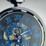 Blue mechanical cogs Pocket Watch Bold Time