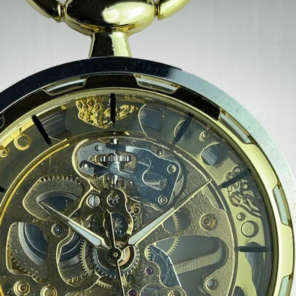 Gold Skeleton Pocket Watch gears bold time