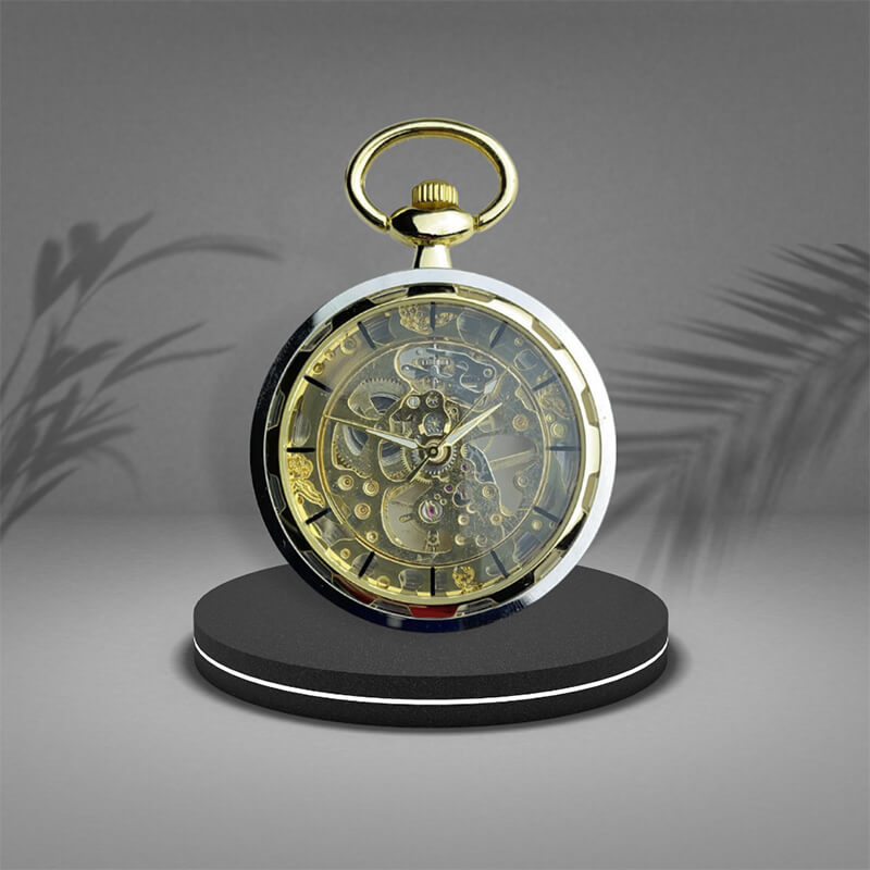 Gold Skeleton Pocket Watch mechanical bold time