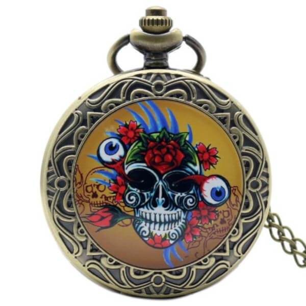 Mexican Skull Pocket Watch