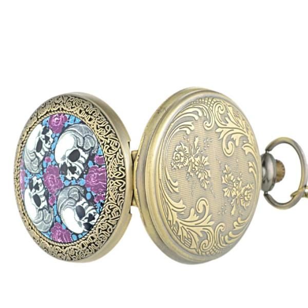 Skull & Roses Pocket Watch front and back
