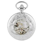 Wind up Pocket Watch with A Eye Design silver back