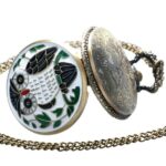 Owl Quartz Pocket Watch white front and back