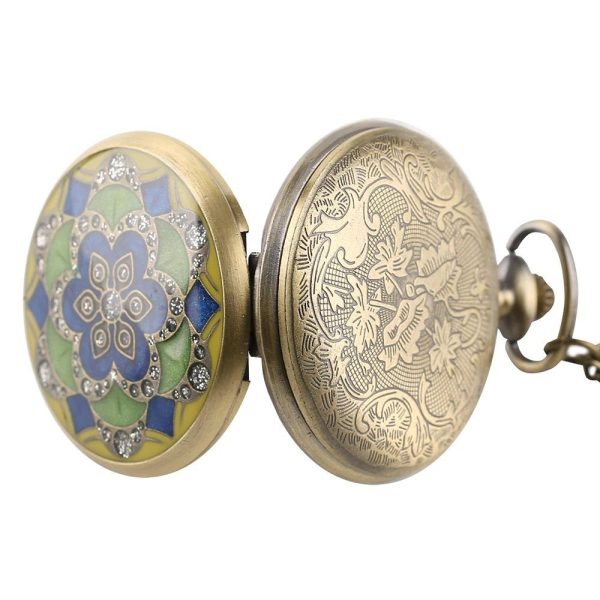 Green Lotus Pocket Watch front and back