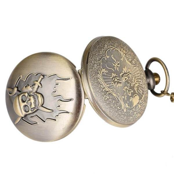 Skull Head Pocket Watch front and back