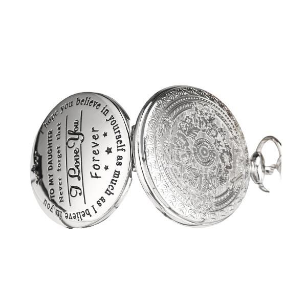 To my Daughter Pocket Watch silver front and back
