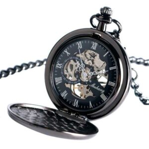 Black and Blue Pocket Watch with chain