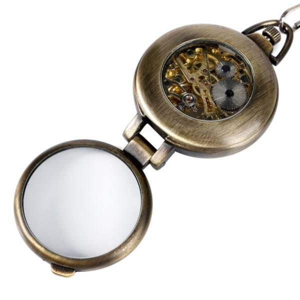 Mechanical Hand Wind Pocket Watch front and back