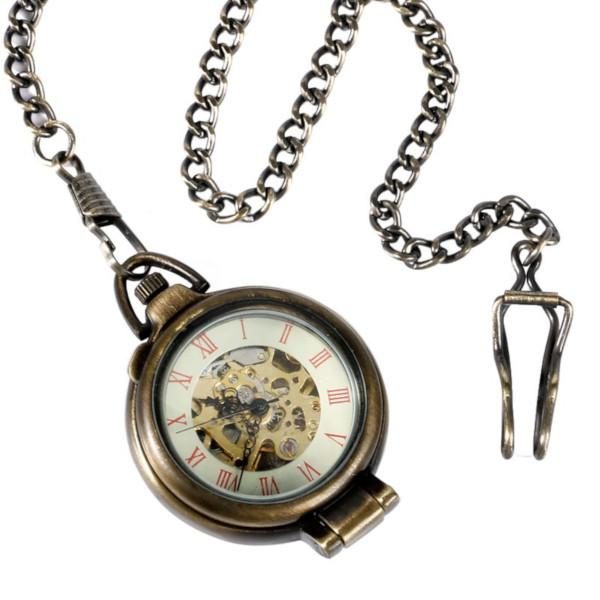 Mechanical Hand Wind Pocket Watch with chain