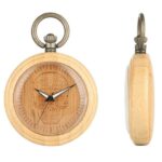 Wooden Pocket Watch Calavera front and side
