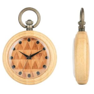 Quartz Wood Pocket Watch side